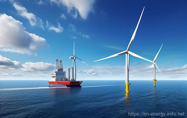 풍력 에너지 변환 원리 - **Prompt:** A majestic, wide shot of an expansive onshore wind farm at sunset. Numerous towering, sl...