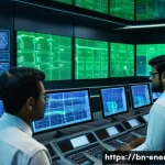 Home 22 전력망 안정성 분석 - A highly detailed illustration of a modern smart electrical grid control room in Bangladesh, featuri...