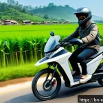 Home 21 전기화학적 에너지 저장 - A detailed, realistic illustration of a modern lithium-ion battery pack powering an electric bike in...