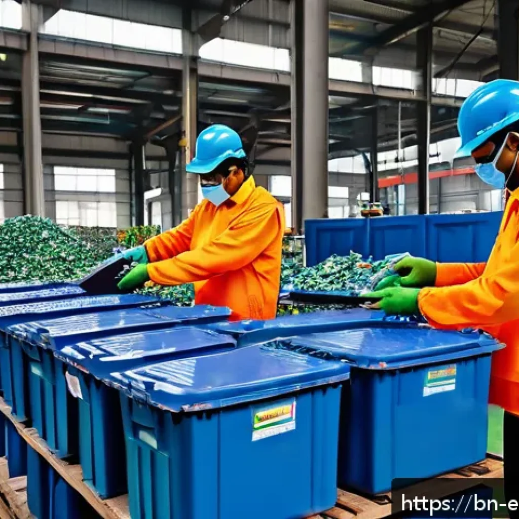 폐배터리 재활용 기술 - A detailed, realistic industrial recycling facility in Bangladesh focused on advanced battery recove...